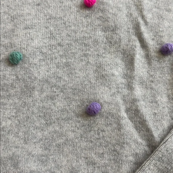 Charter club Gray cashmere Sweater with Colorful Pom Poms